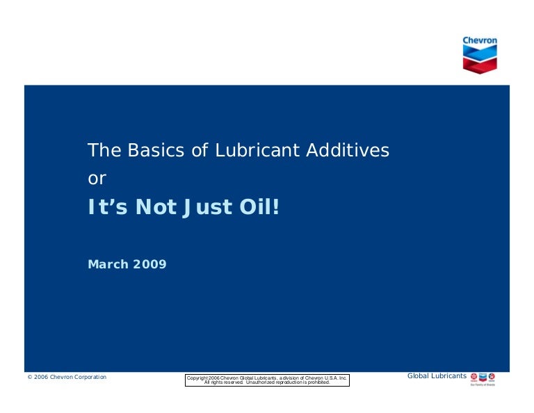 Basics of lubricant additives