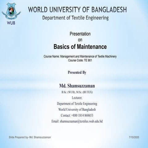 Basics of maintenance