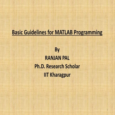 Basics of MATLAB programming | PPT