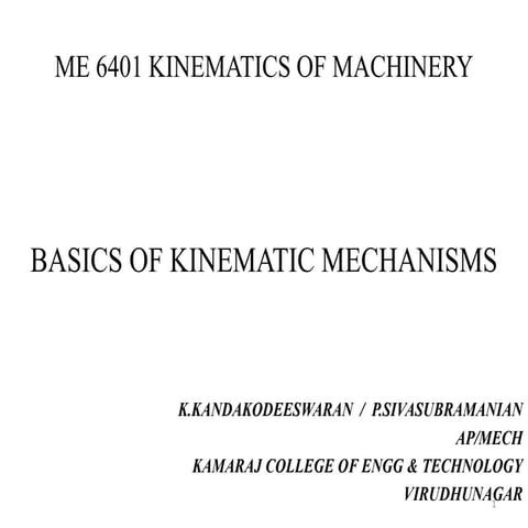 Basics of mechanisms