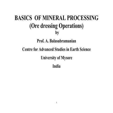Basics  of mineral processing