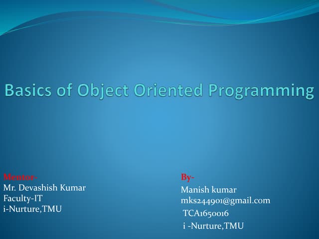 Basics of object oriented programming