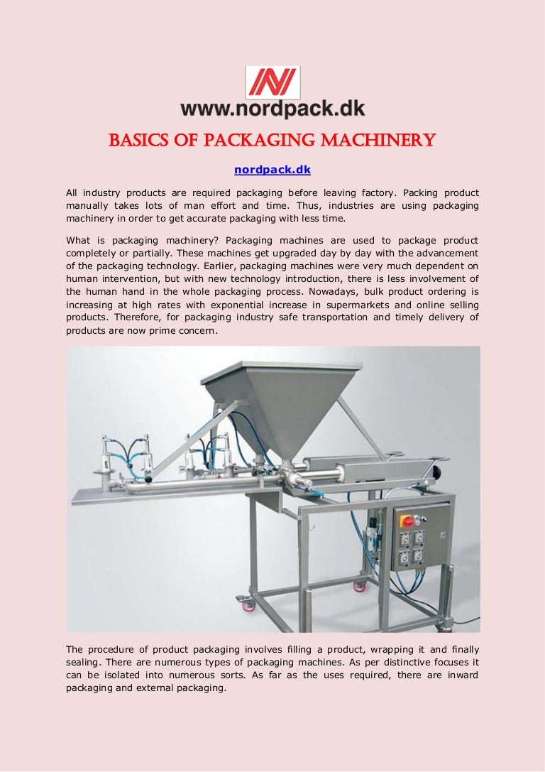 Basics of packaging machinery