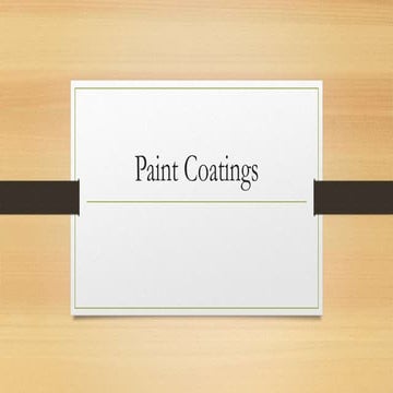 Basics of paint coatings