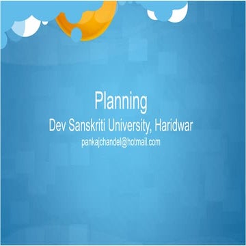 Basics of planning