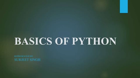 introduction to Python (for beginners) | PPT