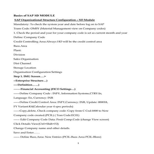 Basics of sap sd module