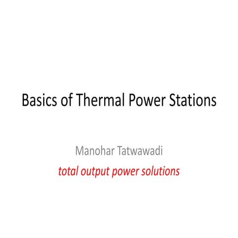 Basics of thermal power stations