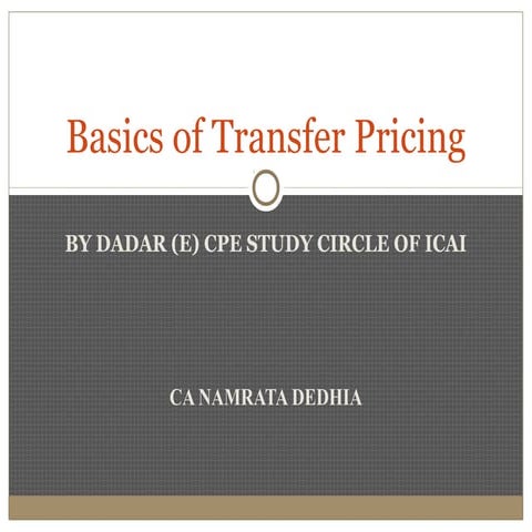 Basics of Transfer Pricing