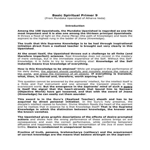 Basic Spiritual Primer 9 (Path of Knowledge)