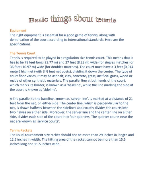 Basic things about tennis and basketball