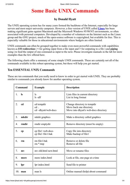 Basic unix commands1 | PDF