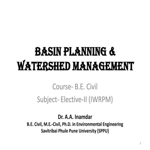 Basin planning & watershed management