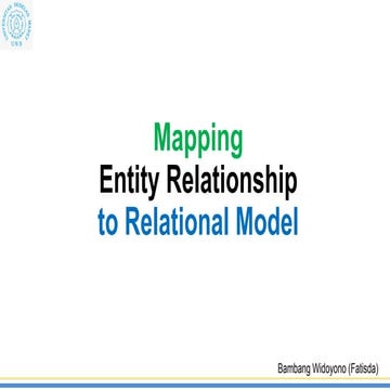 Entity Relationship to Relational Models