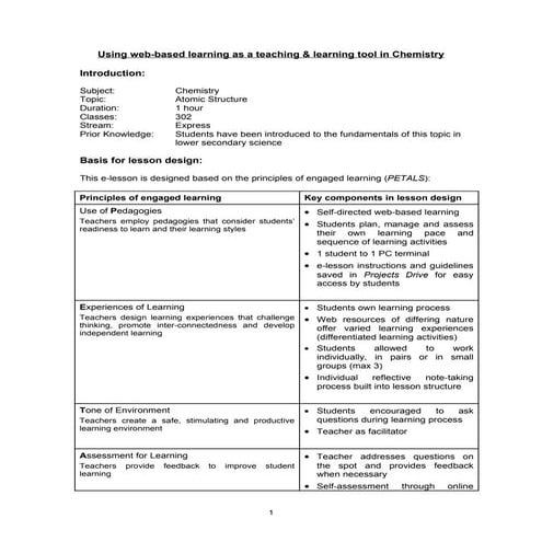 Basis for lesson design