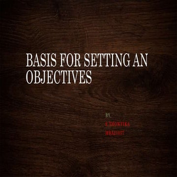 Basis for setting an objectives