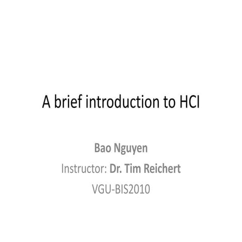 Brief Introduction to HCI