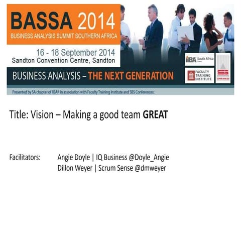 BASSA 2014 Product Vision workshop   16 September 2014