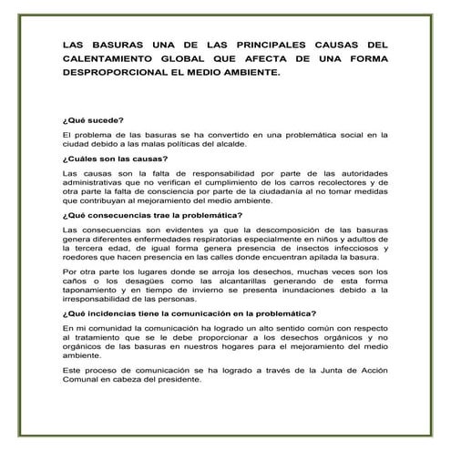 MAL MANEJO DE LAS BASURAS | PPTX