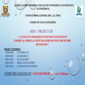 A study on comparision of runoff estimated by Empirical formulae with Measure...