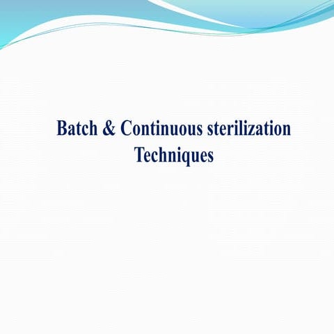 Batch and continuous sterilization techniques