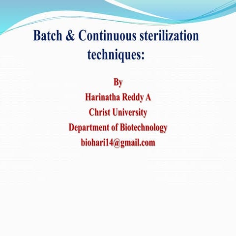 Batch and continuous air sterilization Techniques