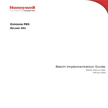 Batch implementation guide experion pks release 501 (honeywell)