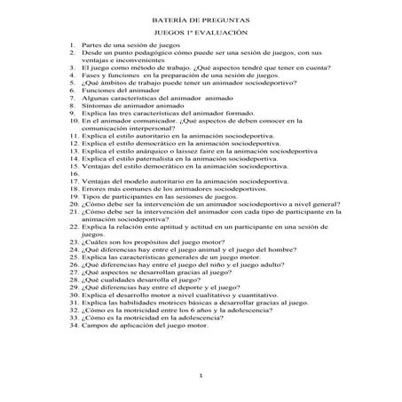 Batería de preguntas JUEGOS Curso Académico
