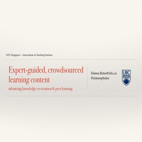 NTU Innovations in Teaching Seminar - students as co creators