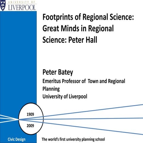 Great Minds in Regional  Science: Peter Hall