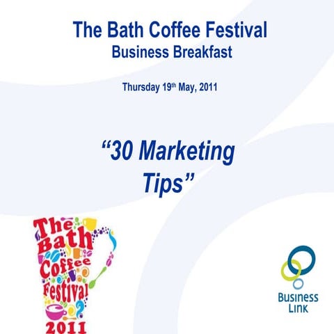 Bath coffee festival '30 marketing tips'