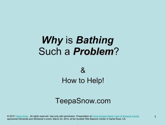 Teepa Snow Dementia Building Skill Handout | PDF