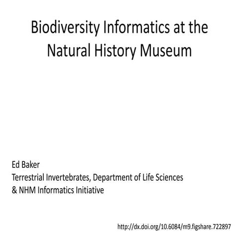Biodiversity Informatics at the Natural History Museum