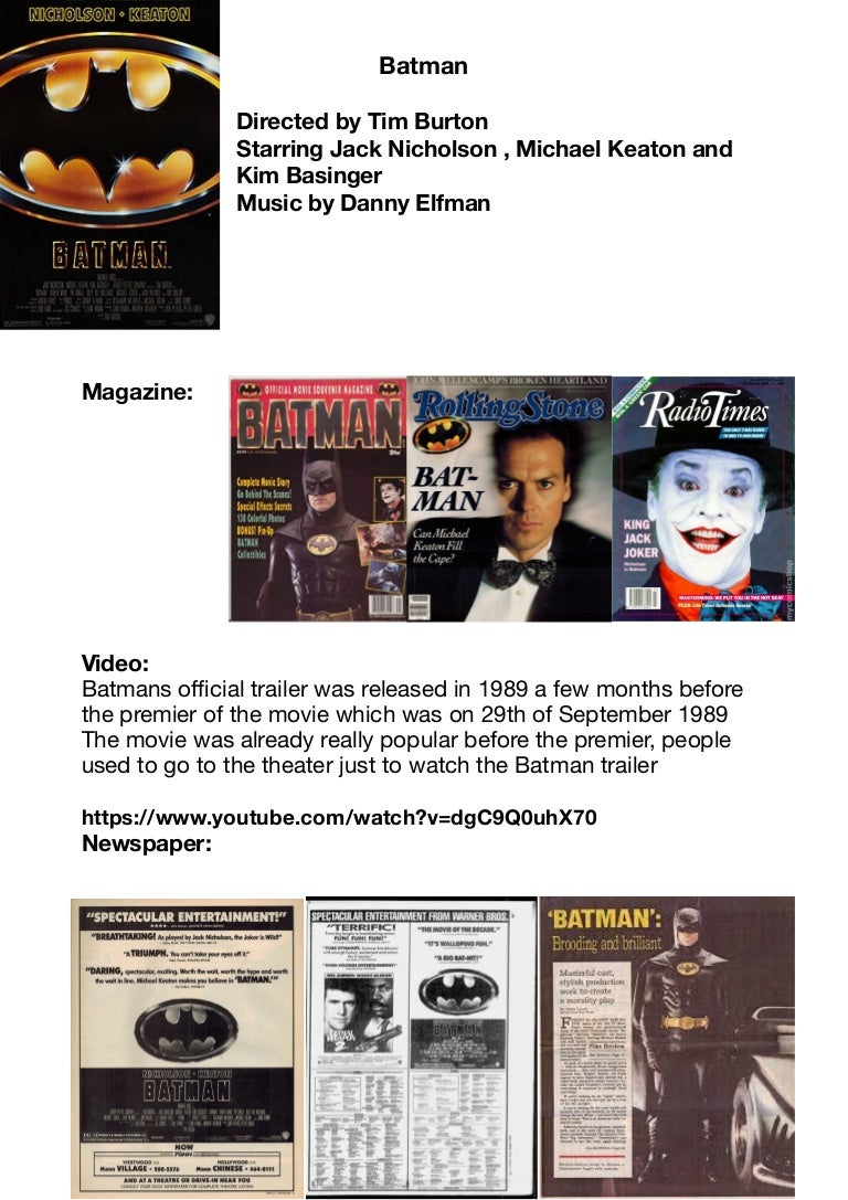 Media Convergence Case Study Batman 1989 Media Convergence Case Study Batman 1989