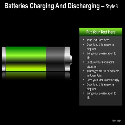 Batteries charging style 3 powerpoint presentation templates