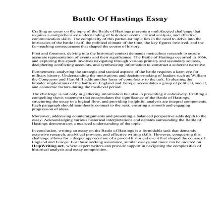 Battle Of Hastings Essay. Northern Career Institute