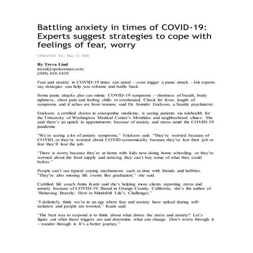 Battling anxiety in times of covid | PDF