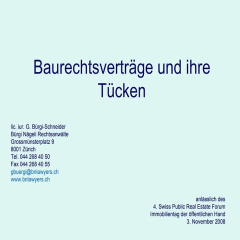 Baurechtsverträge und ihre Tücken