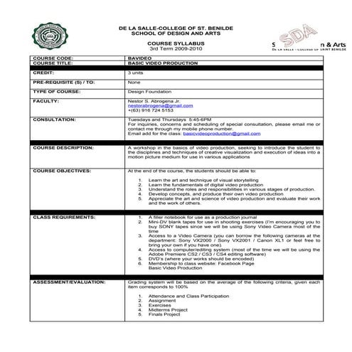 Bavideo 3rd Term 09 10 Syllabus