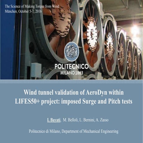 Wind Tunnel Validation of AeroDyn within LIFES50+ project: imposed surge and ...