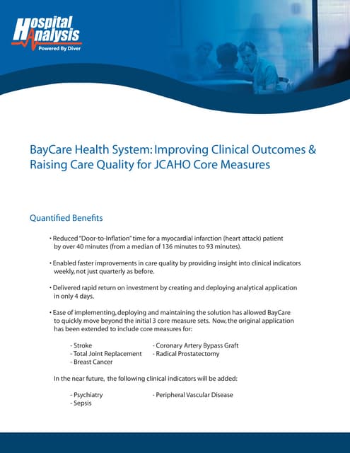 BayCare Health System:  Improving Clinical Outcomes & Raising Care Quality for JCAHO Core Measures