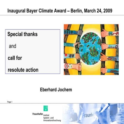 Bayer Climate Award: Prof. em. Dr.-Ing. Eberhard Jochem