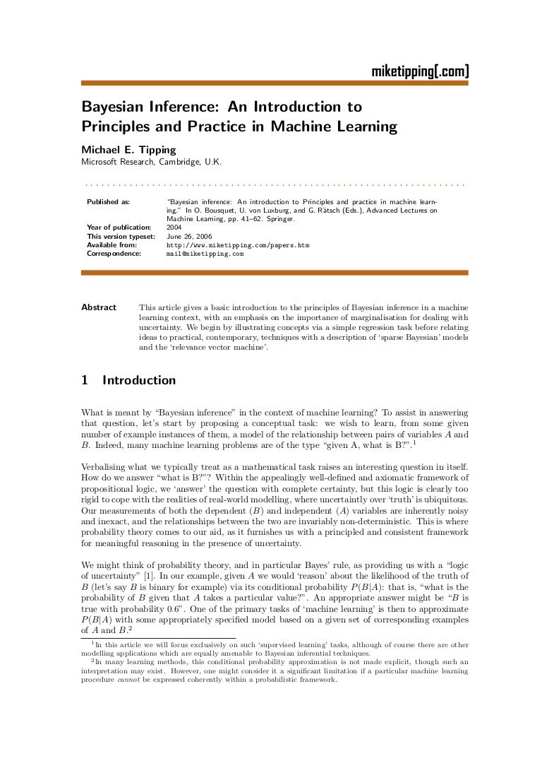 bayesian inference machine learning