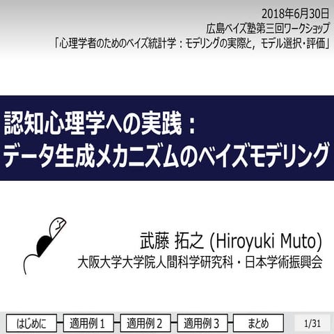 認知心理学への実践：データ生成メカニズムのベイズモデリング【※Docswellにも同じものを上げています】