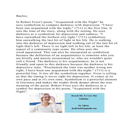 Baylee,In Robert Frosts poem, Acquainted with the Night he us.docx