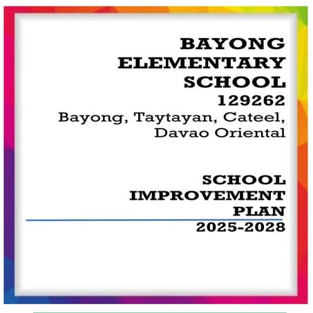 BAYONG ELEMENTARY SCHOOL (SCHOOL IMPROVEMENT PLAN 2025-2028)