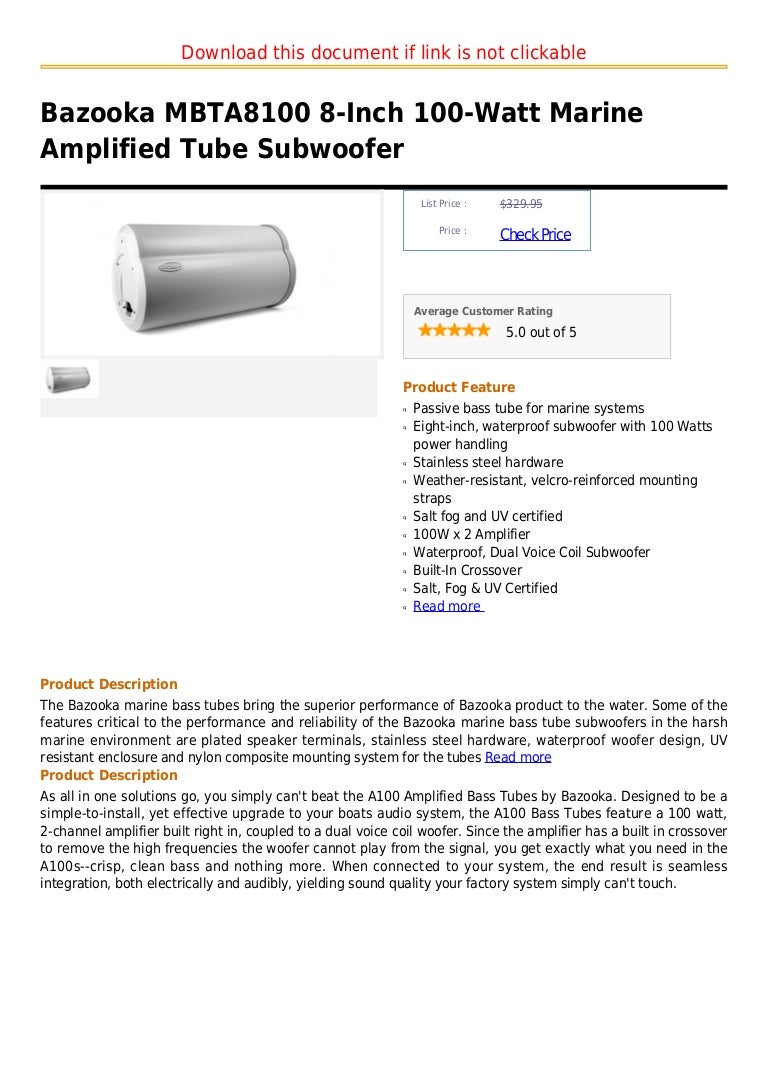 bazooka 10 marine subwoofer
