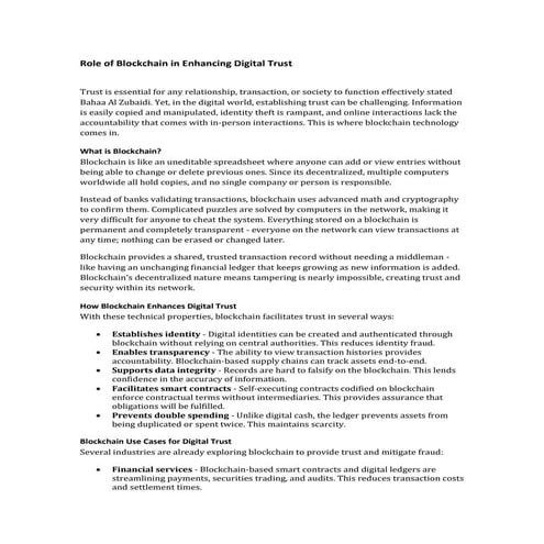 Blockchain & Digital Trust