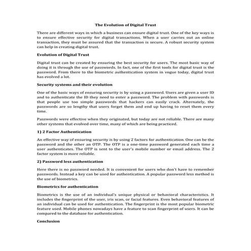 Evolution of Digital Trust