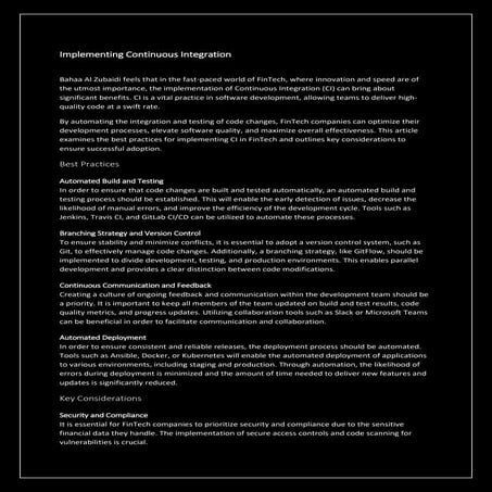 Implementing Continuous Integration